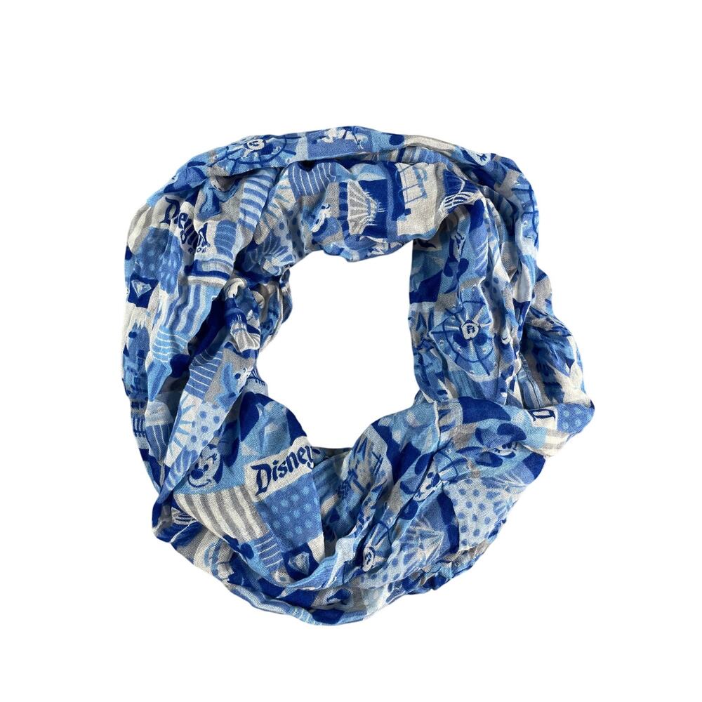 Disney Parks Wrap Scarf Womens One Size Blue Disneyland Rides Mickey Mouse